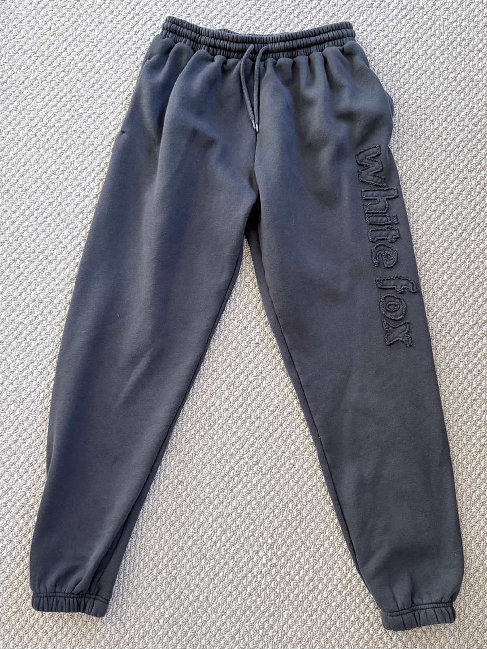 White Fox Boutique Charcoal Grey Embroidered Logo Joggers